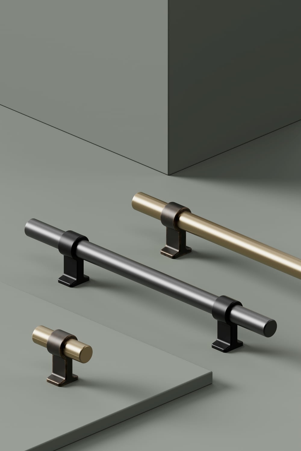 uchwyt reling meblowy Branch czarny/antracyt 160 mm