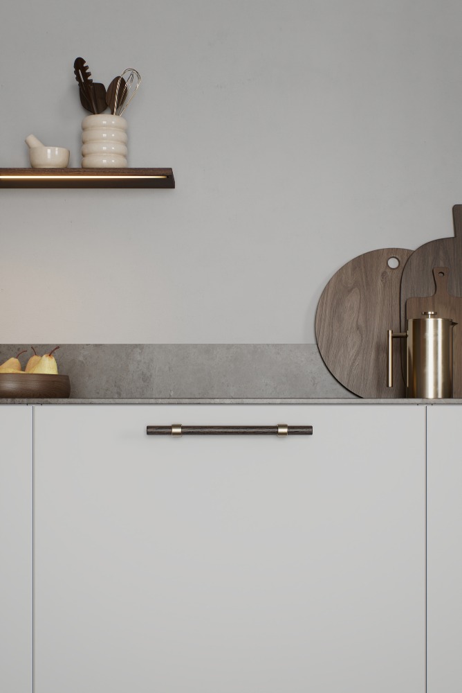 uchwyt reling meblowy Branch dąb ciemny brąz na meblu