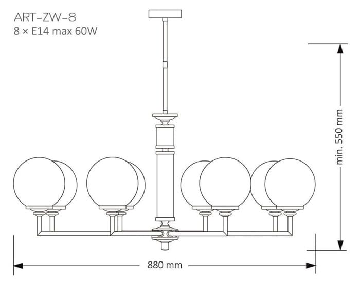 żyrandol złoty  Arte Glass złoty art-zw-8