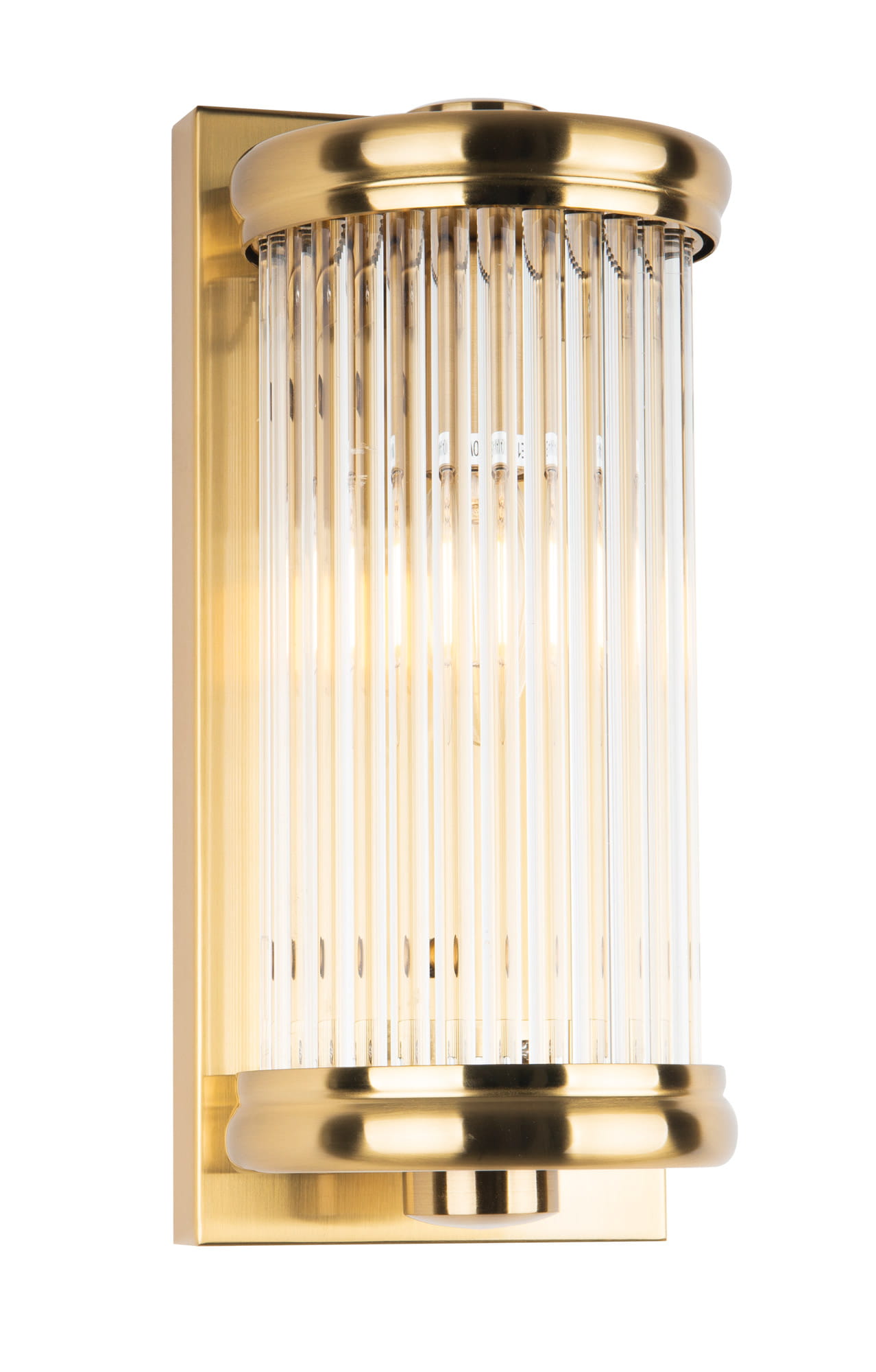 kinkiet Art deco z rurkami ze szkła patynowane złoto